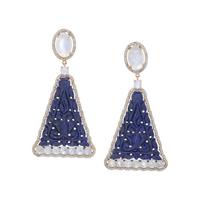 LAPIS LAZULI, MOONSTONE AND DIAMOND EARRINGS