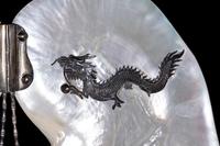 A Japanese Silver Inlaid Shell Screen