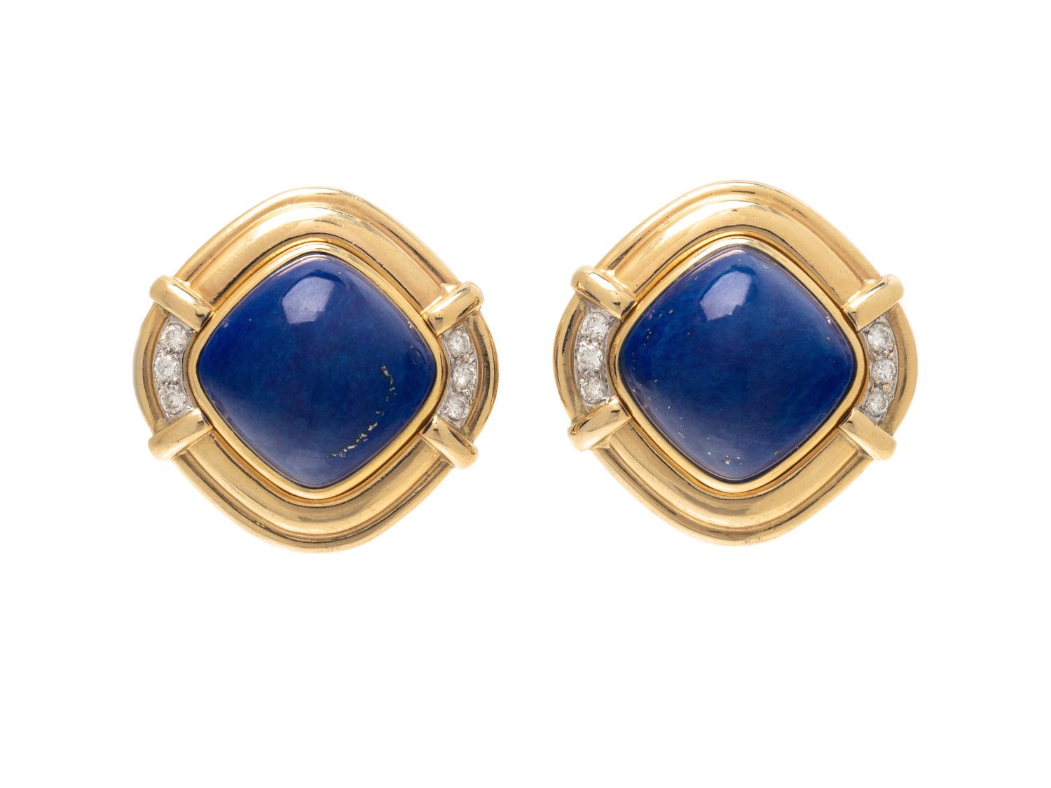 CONVERTIBLE YELLOW GOLD, DIAMOND AND GEMSTONE EARCLIPS
