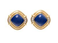 CONVERTIBLE YELLOW GOLD, DIAMOND AND GEMSTONE EARCLIPS