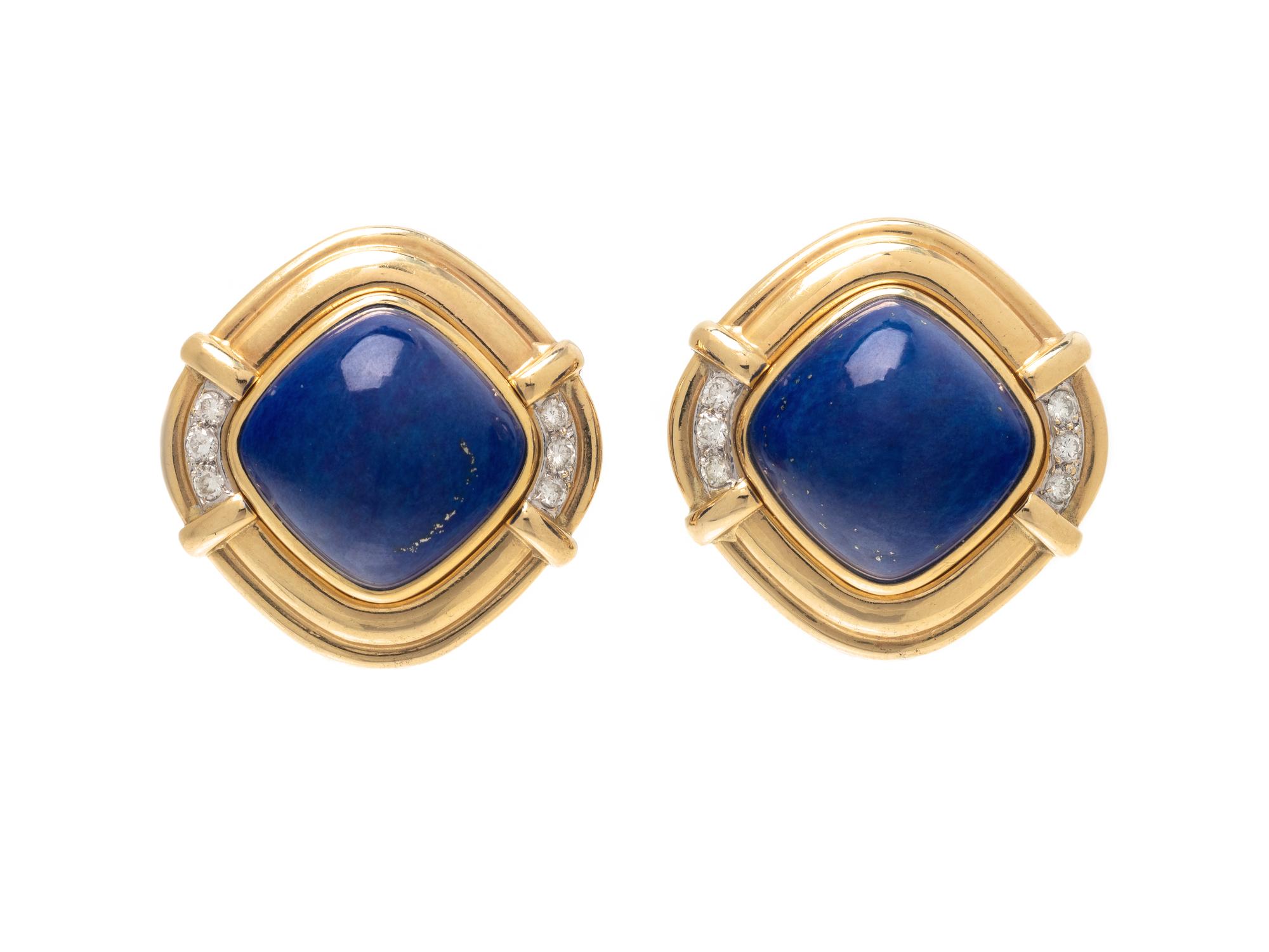 CONVERTIBLE YELLOW GOLD, DIAMOND AND GEMSTONE EARCLIPS