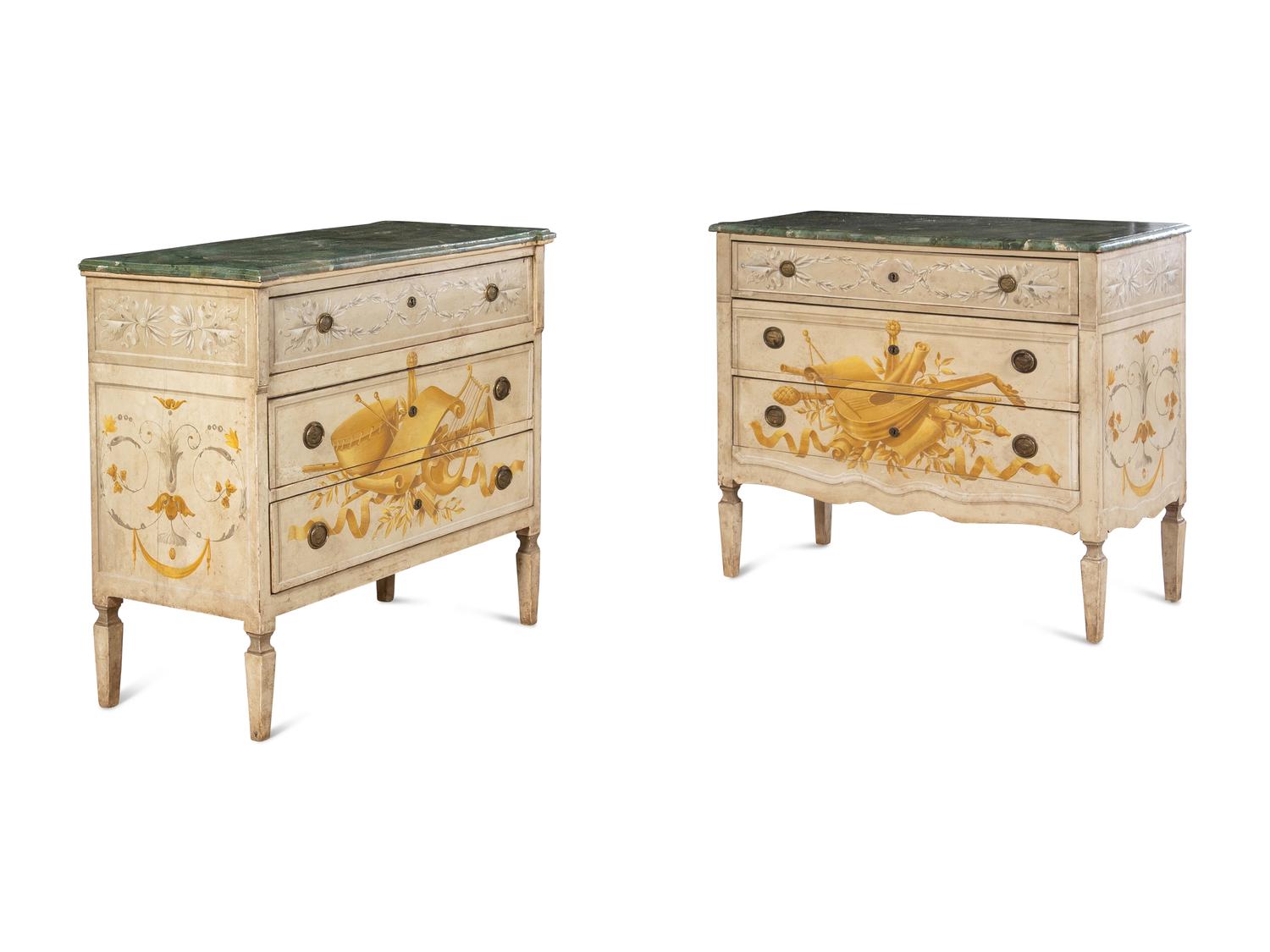 A Matched Pair of Italian Painted Bedside Tables