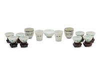 Thirteen Chinese Famille Rose Porcelain Wine Cups