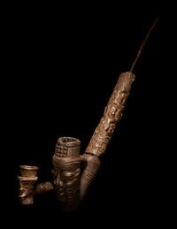 Two African Wood Smoking Pipes