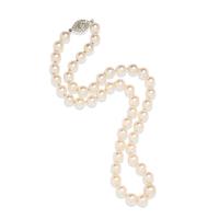 CULTURED AKOYA PEARL NECKLACE WITH DIAMOND CLASP