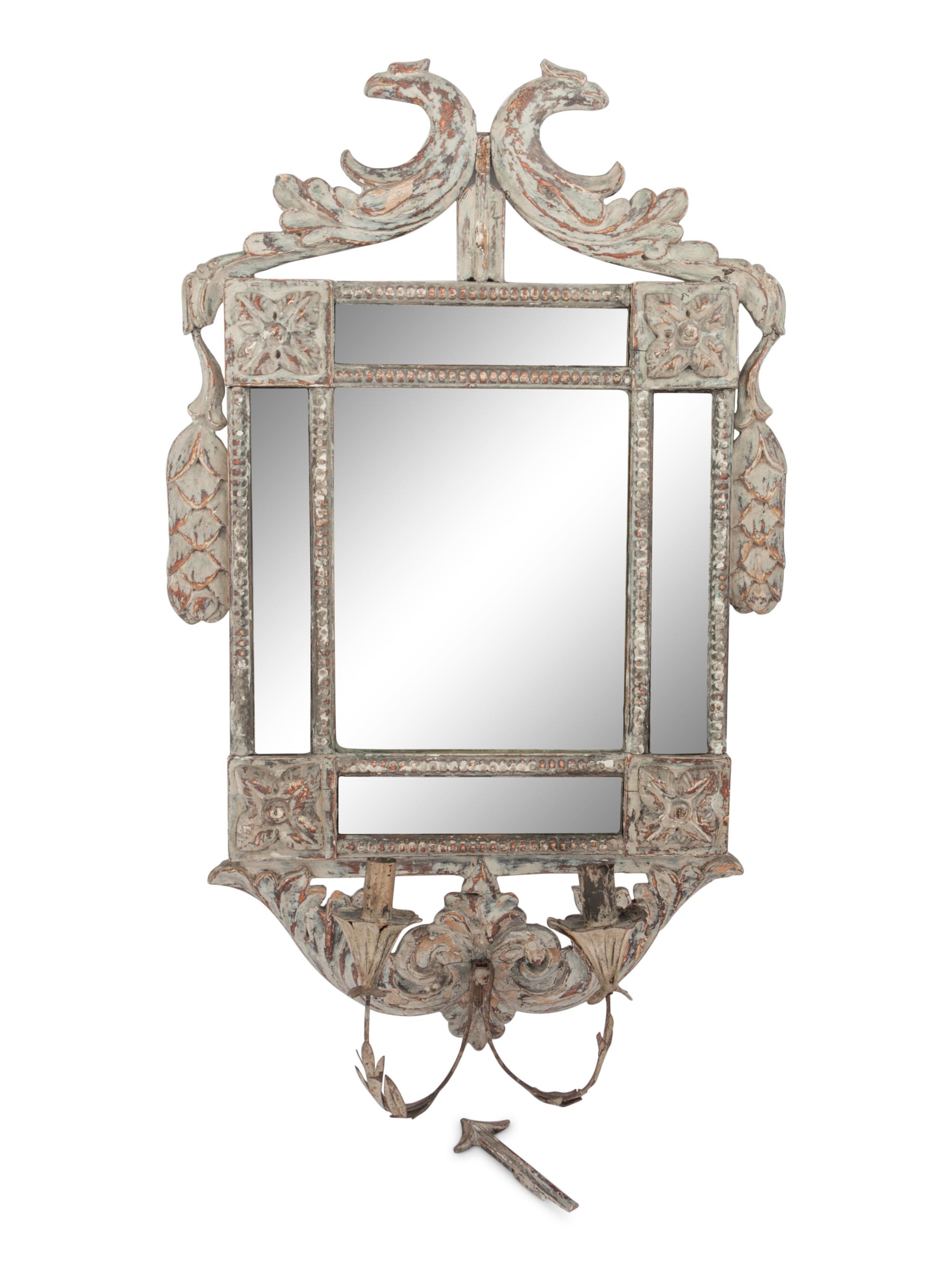 A Pair of Regency Painted Girandole Mirrors
