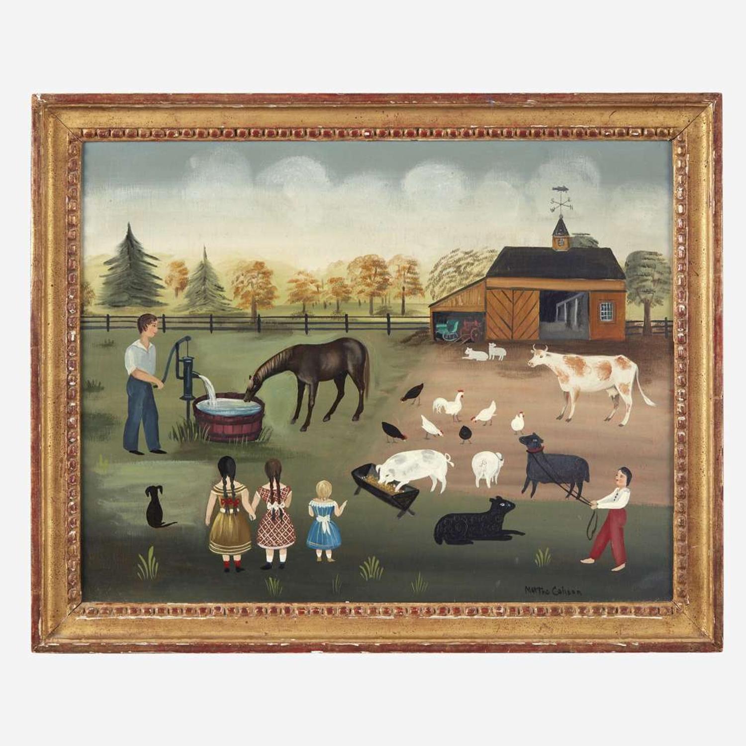 Martha Cahoon (1905-1999) Farm Scene