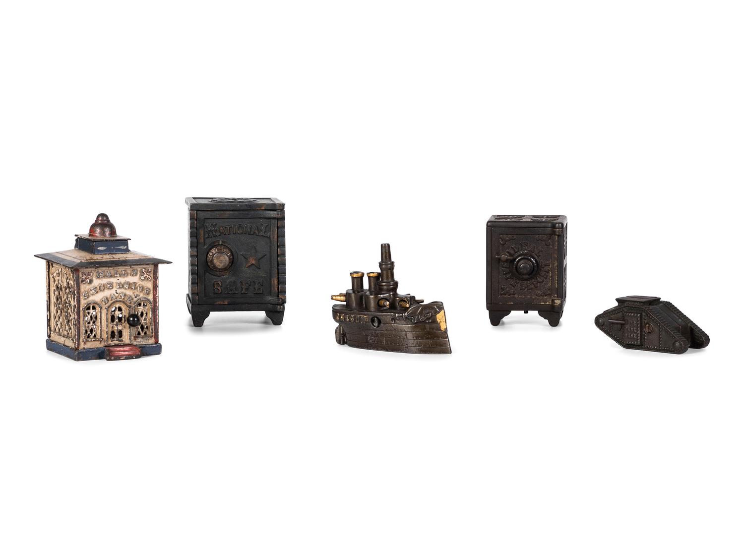 Five Cast Iron Still Banks