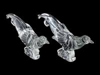 A Pair of Molded Glass Pheasant Ornaments