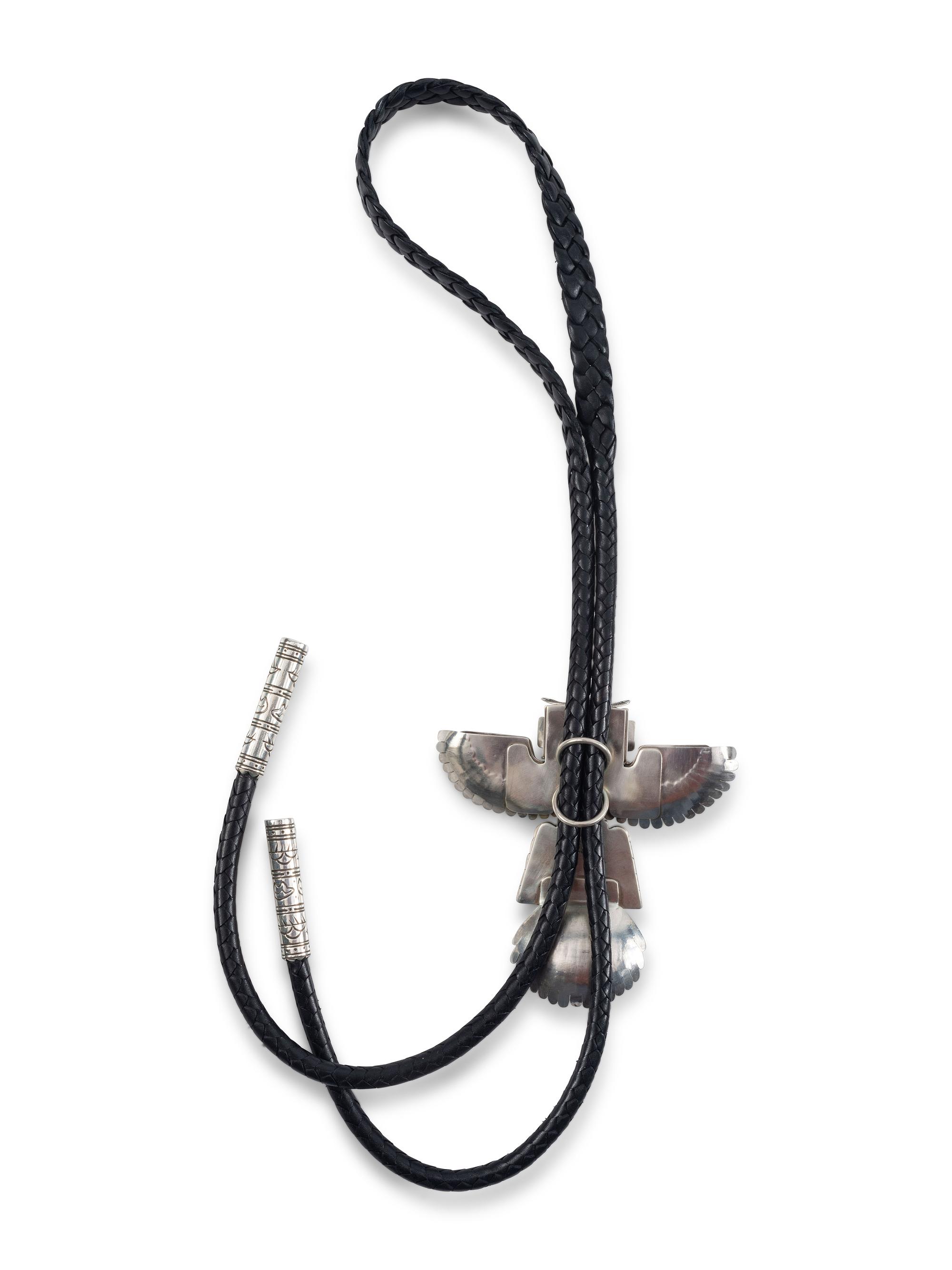 Navajo Sterling Silver and Turquoise Katsina Bolo Tie