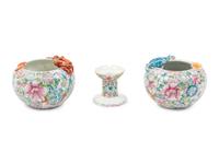Two Chinese Famille Rose Porcelain 'Millefleur' Articles