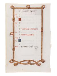 FOLLOWER OF JEAN PICHORE (active Paris, c. 1490-1521) Calendar leaf for February from a Book of Hours, Use of Chartres, in Latin, illuminated manuscript on parchment [France, Paris, c. 1520]