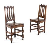 A Pair of Charles II Elm Back Stools
