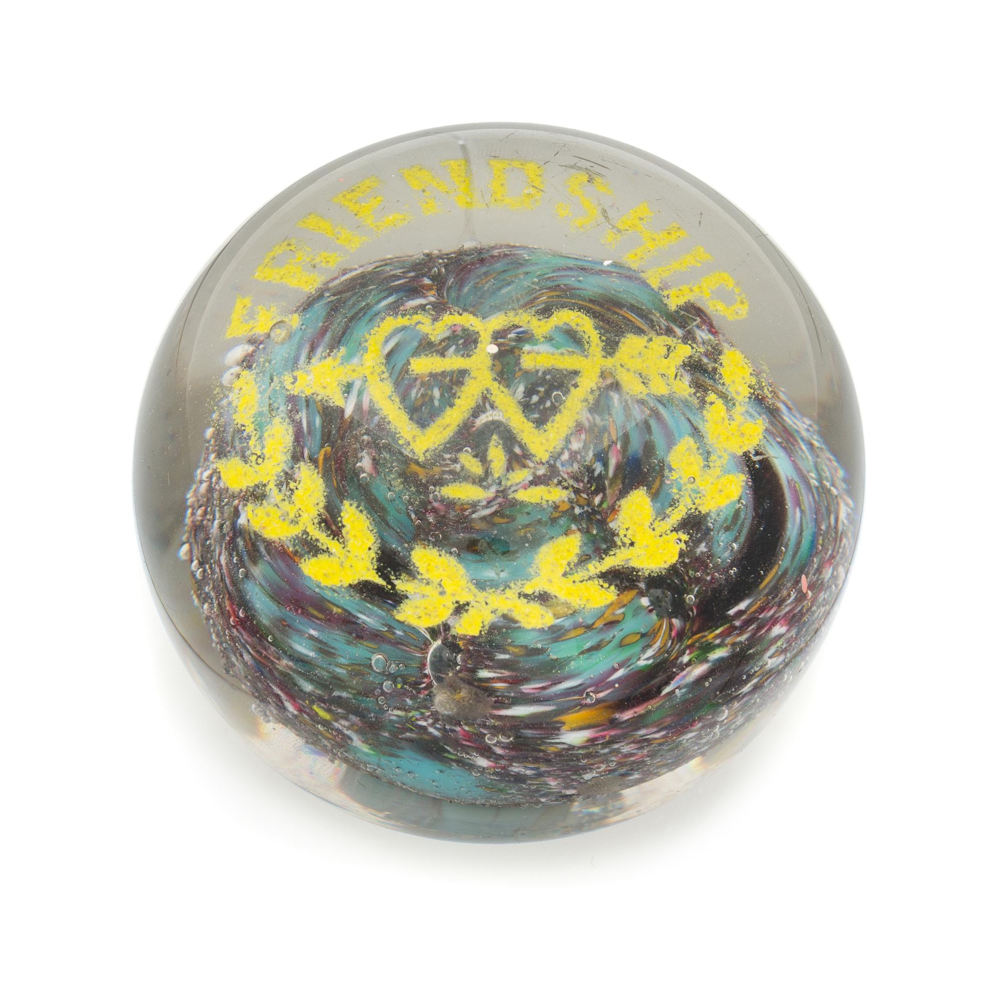 An Antique American Motto Frit Paperweight Diameter 3 1/2 inches