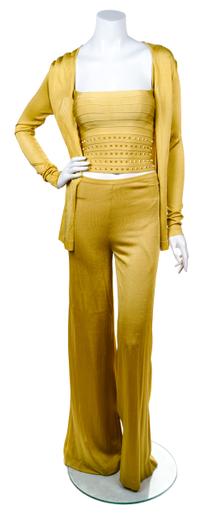 An Herve Leger Goldenrod Pant Ensemble, Size M.