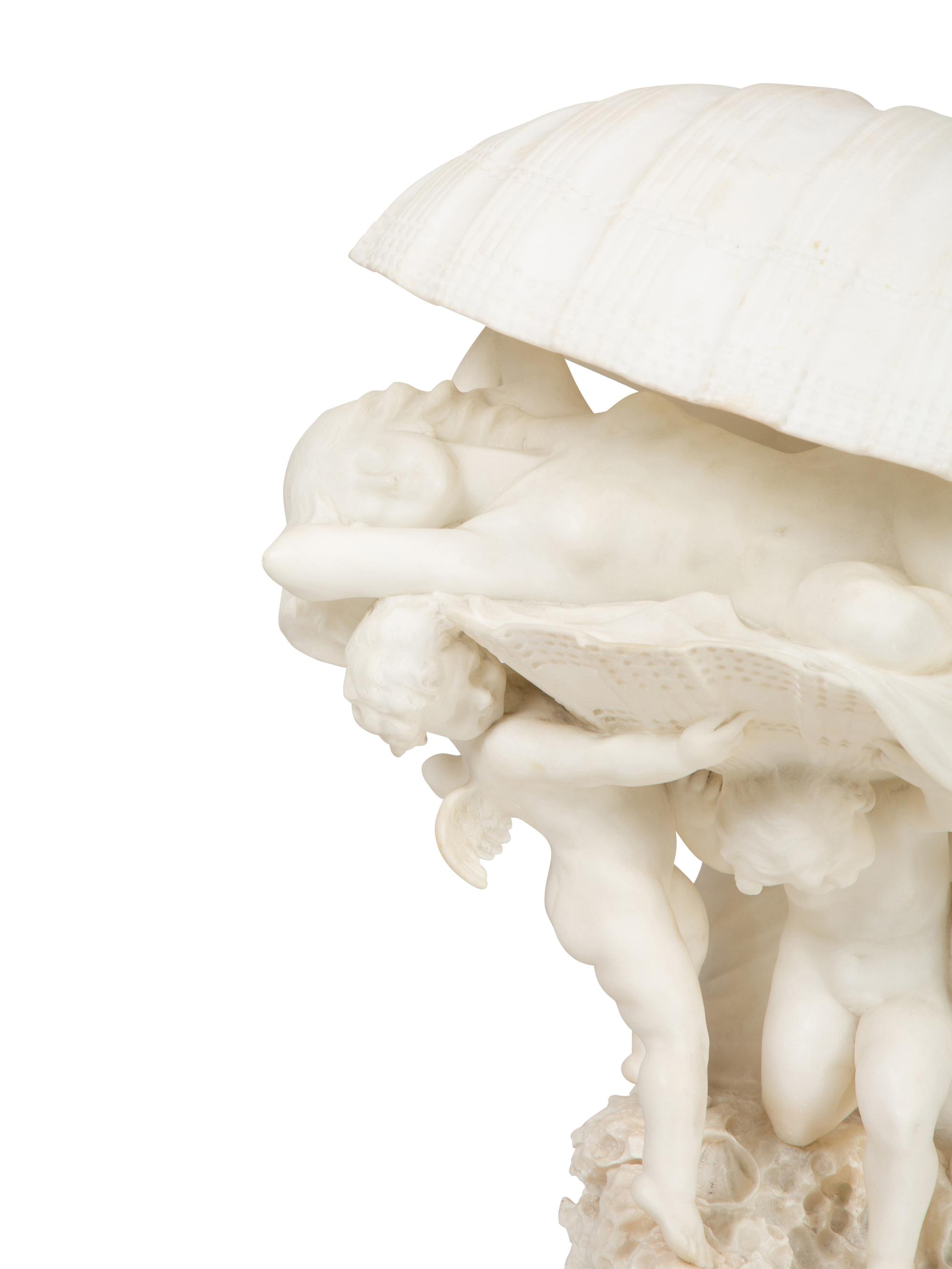 La Perla, a Carved Alabaster Figural Lamp