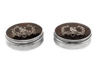 A Pair of English Silver and Tortoise-Shell Mounted Dresser Boxes