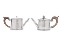 Two Rare Federal Silver Teapots, John David (active 1785-1811) and Thomas Shields (1743-1819), Philadelphia, PA, Circa 1800