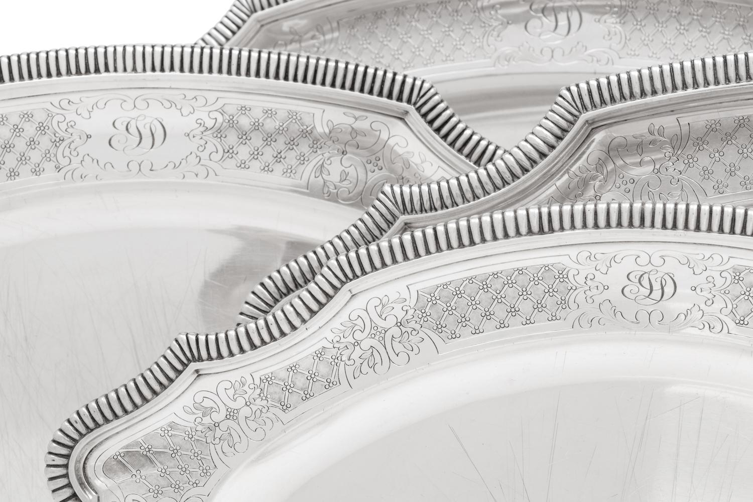 Three Pairs of French Silver Platters