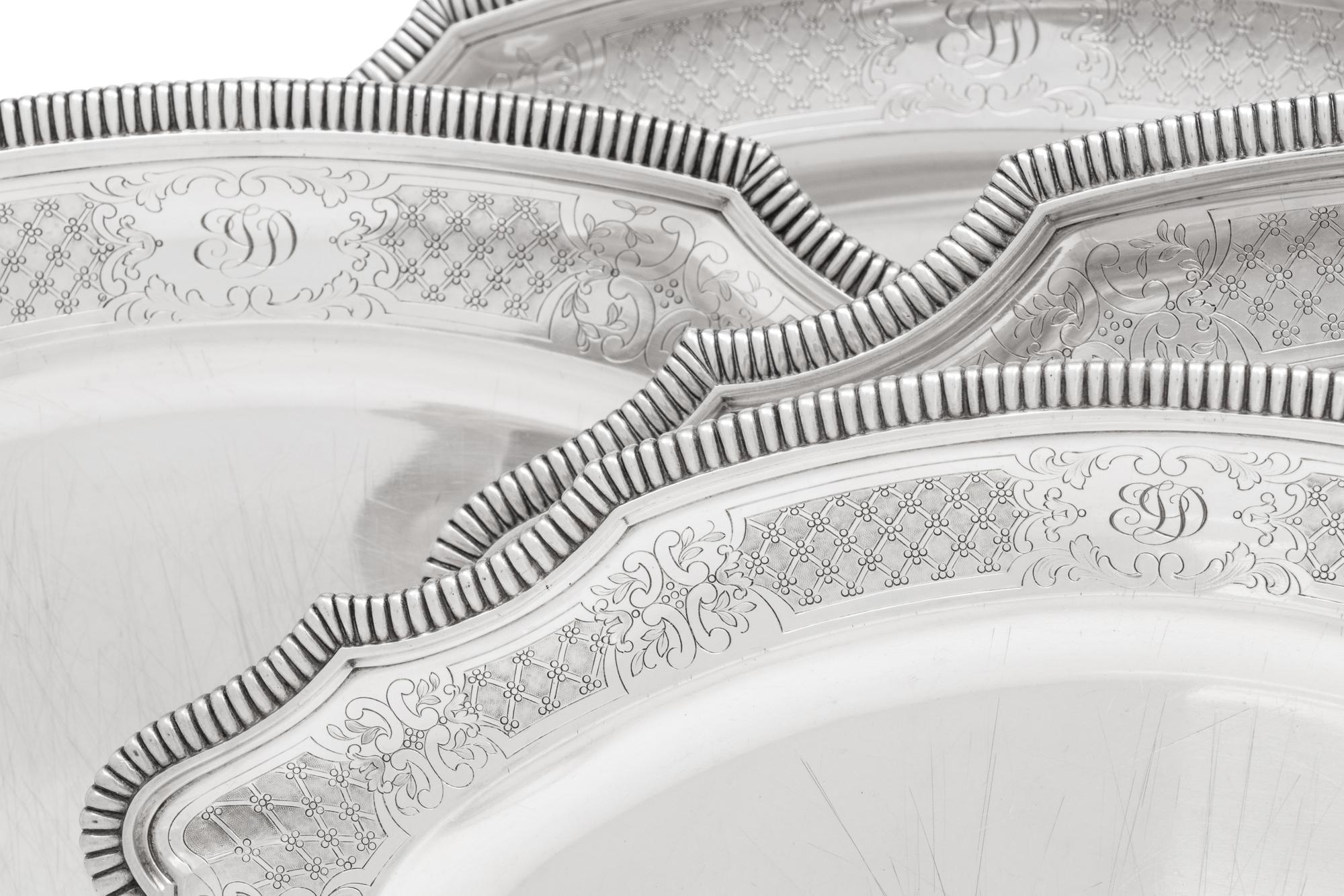 Three Pairs of French Silver Platters