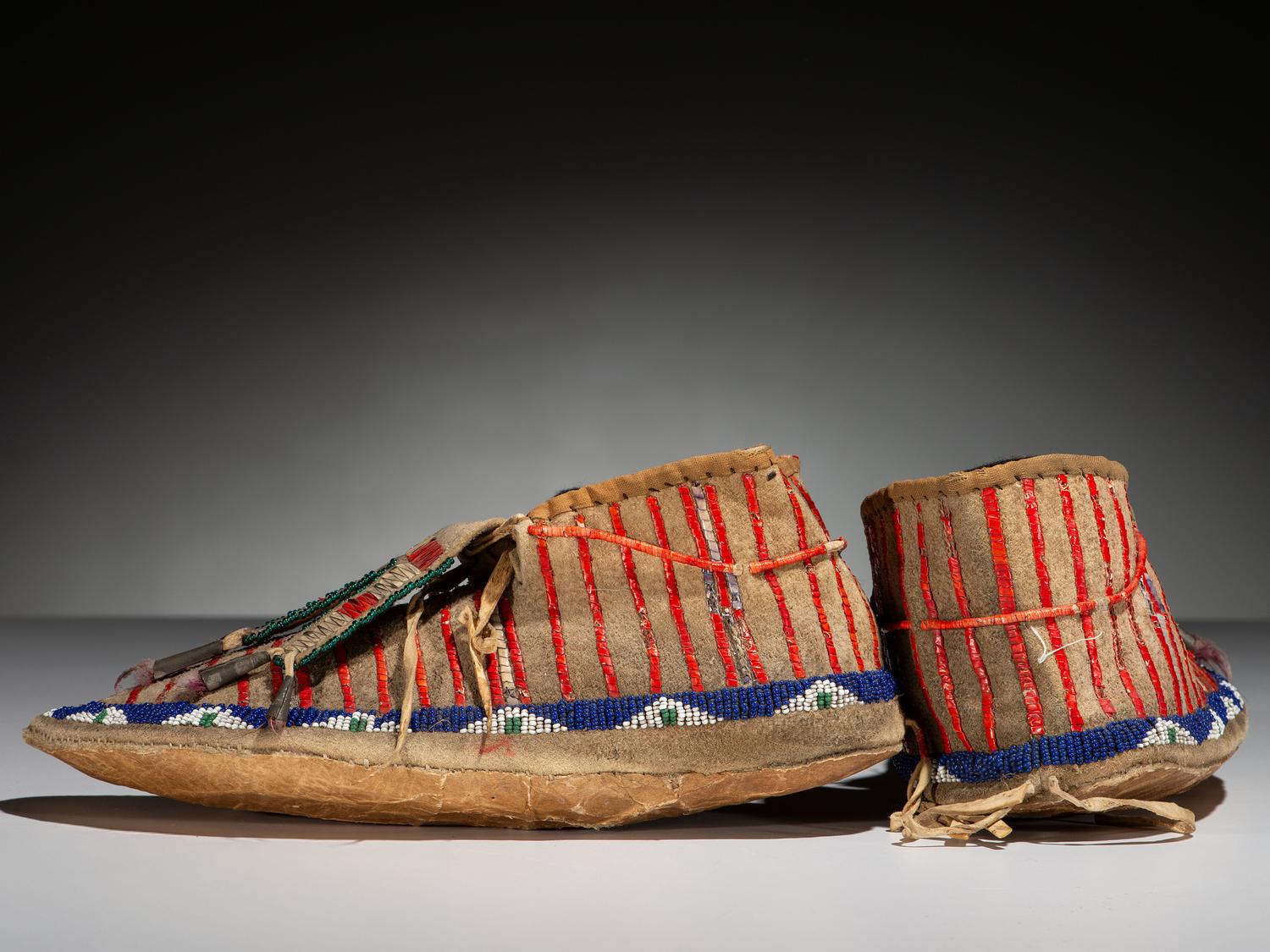 Sioux Quilled Buffalo Hide Moccasins