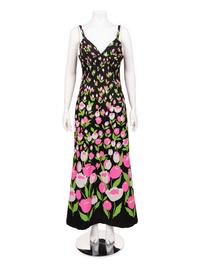 Givenchy Haute Couture Tulip-Print Dress and Cape, 1973