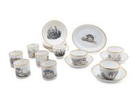 An Assembled English Porcelain Transferware Partial Dessert Service