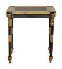 A Continental Onyx, Slate and Gilt Metal Mounted End Table