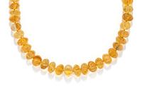 CARVED CITRINE BEAD NECKLACE