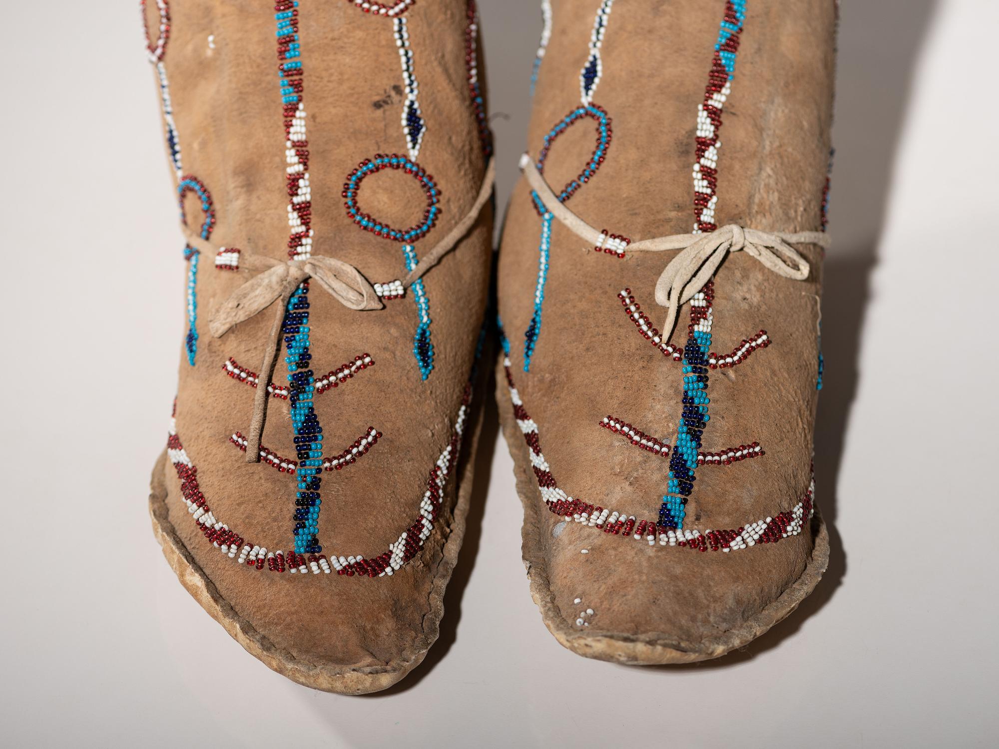 Apache Beaded Hide Moccasins