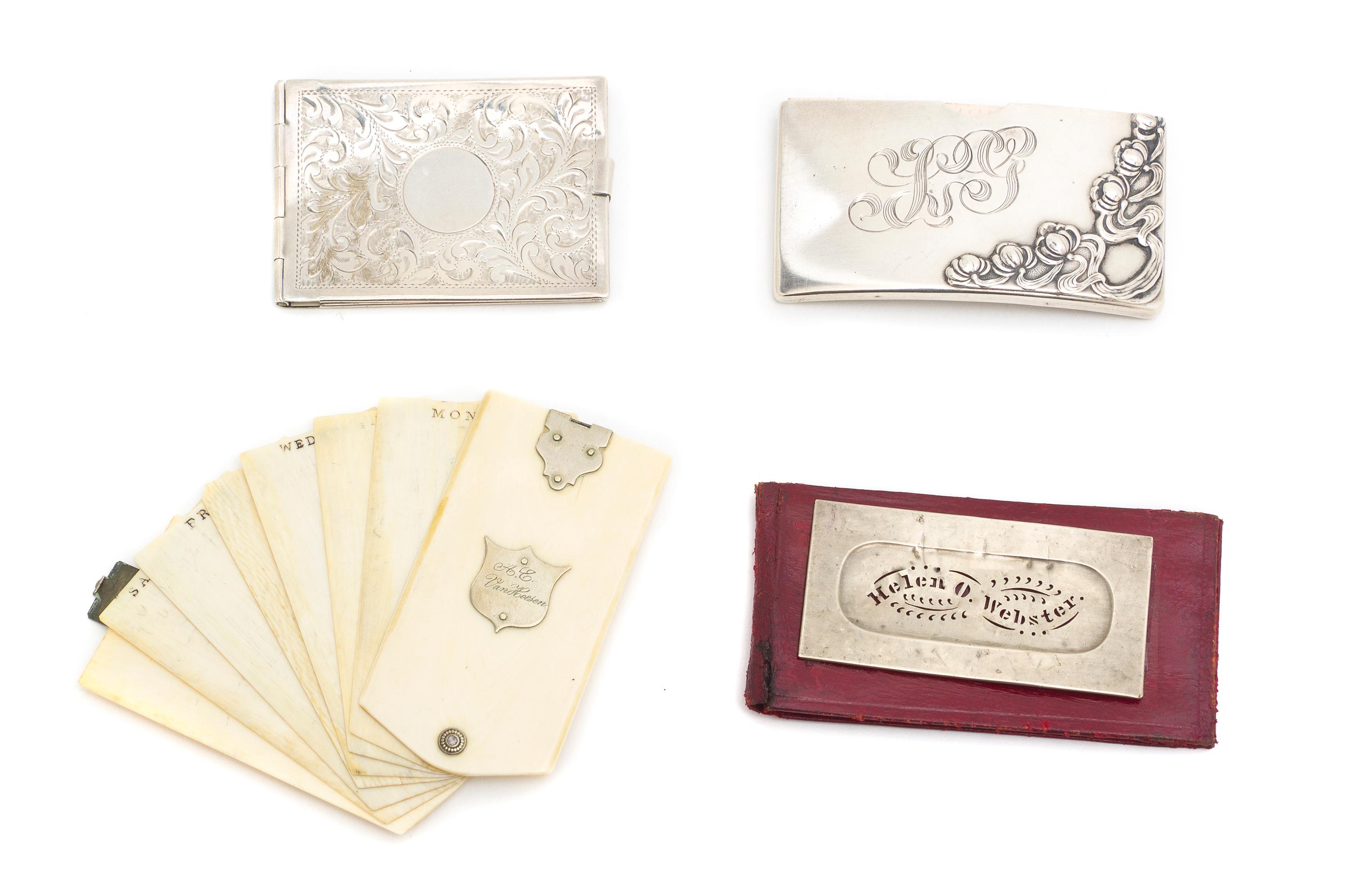 A Collection of Silver Mounted Articles, Width of widest 3 5/8 inches.