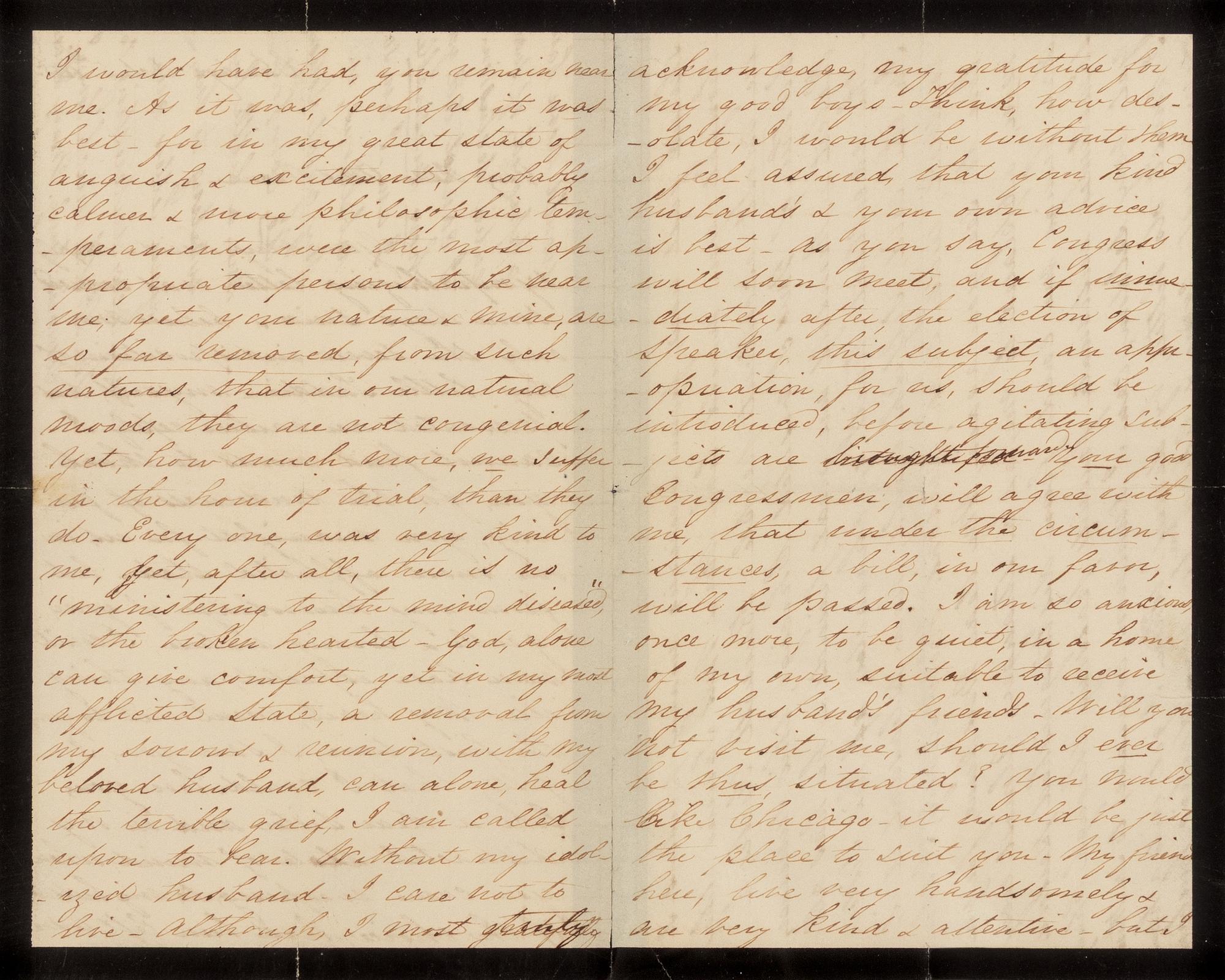 LINCOLN, Mary Todd (1818-1882). Autograph letter signed ("Mary Lincoln") to Sally Orne. Chicago, 5 October 1865.