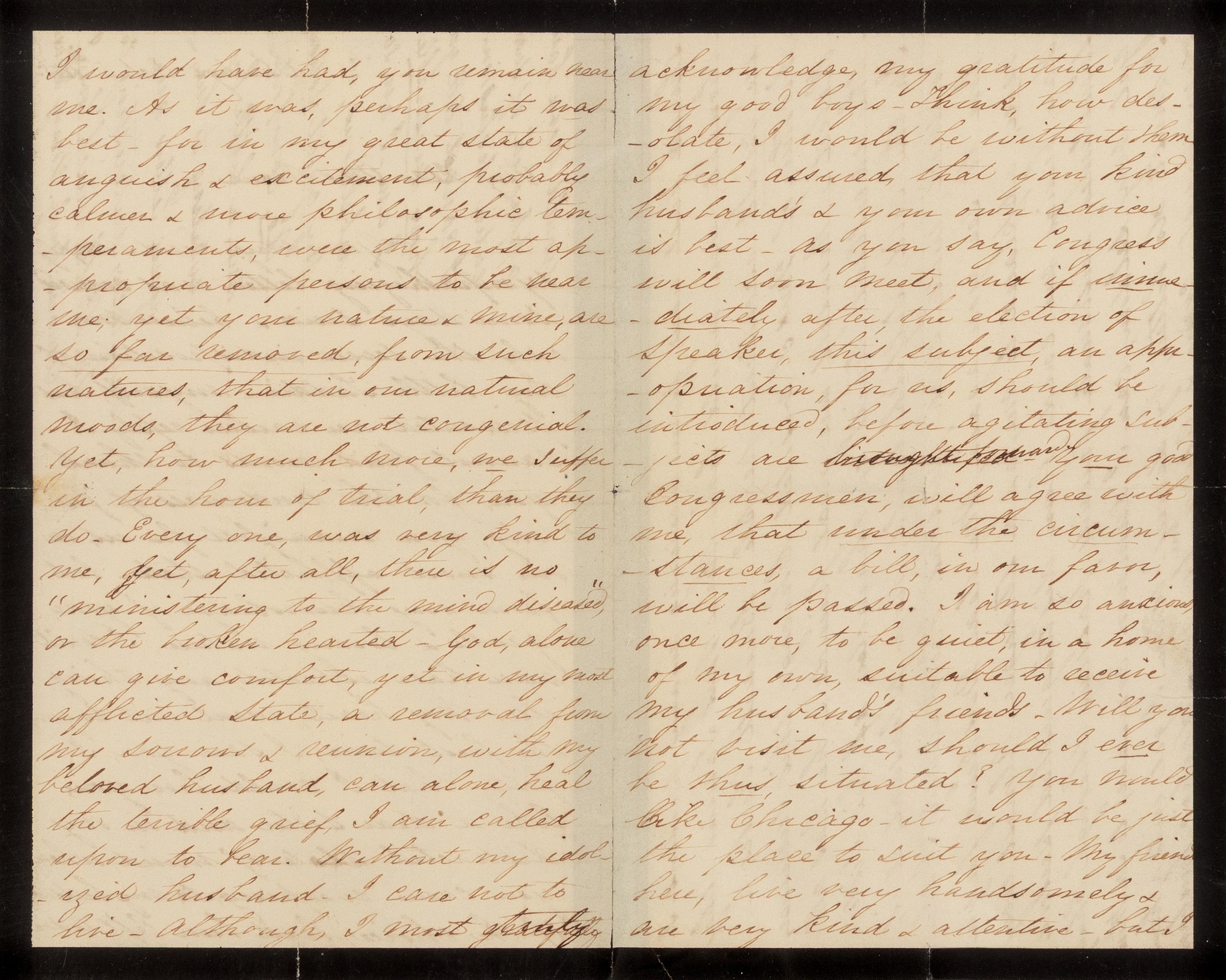 LINCOLN, Mary Todd (1818-1882). Autograph letter signed ("Mary Lincoln") to Sally Orne. Chicago, 5 October 1865.