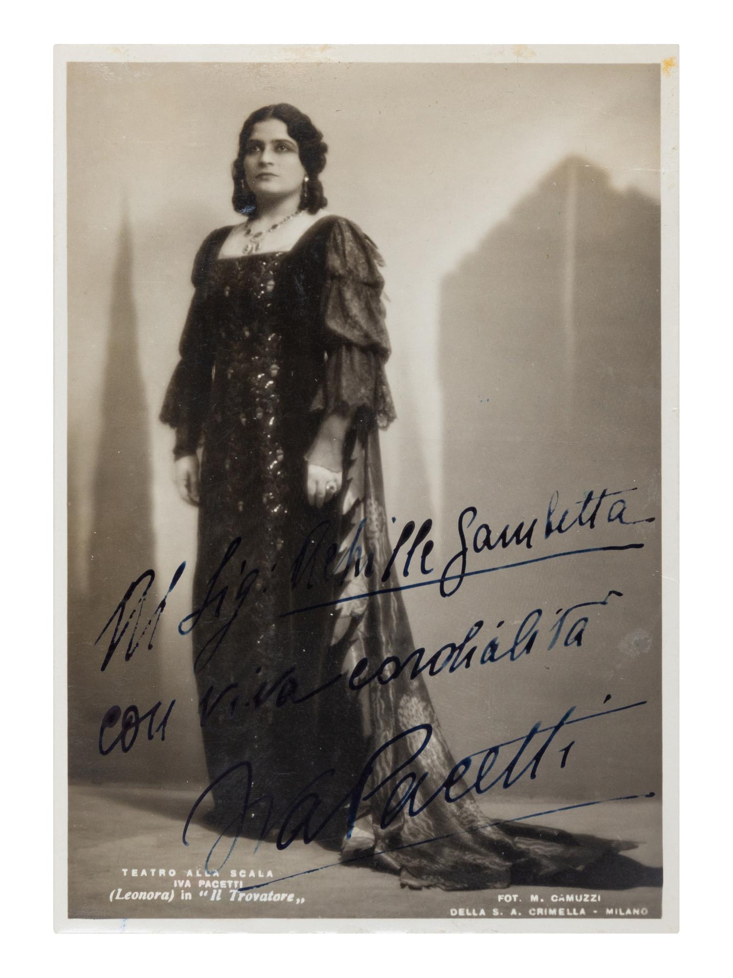 [20TH-CENTURY OPERA SINGERS]. A group of 6 photographs or photographic postcards of opera singers from the 1930s, most signed and inscribed, comprising images of: