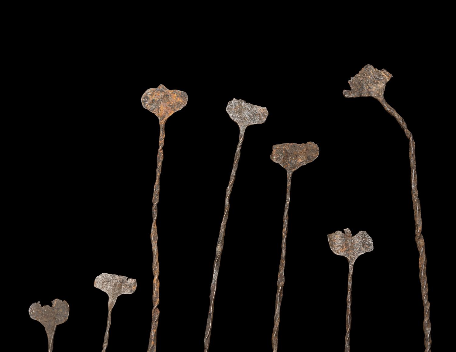 A Group of Kissi Iron Pennies (Currency)