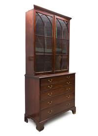 A Late George III Mahogany Bureau Bookcase