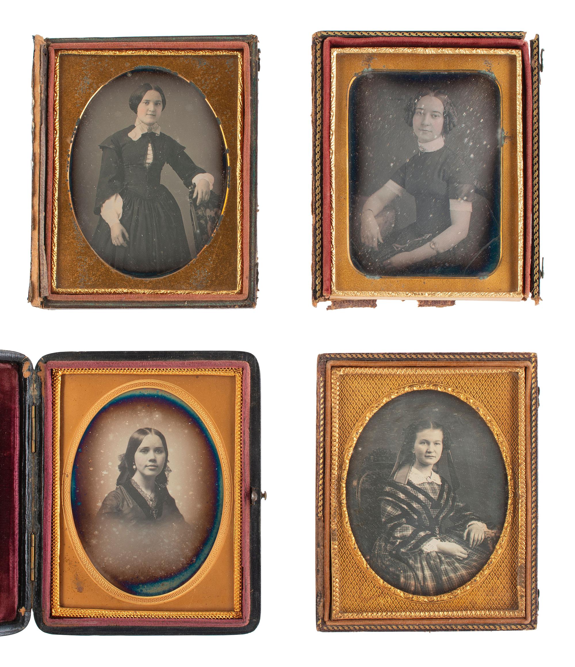 [EARLY PHOTOGRAPHY]. 17 quarter plate daguerreotypes of lovely young women.