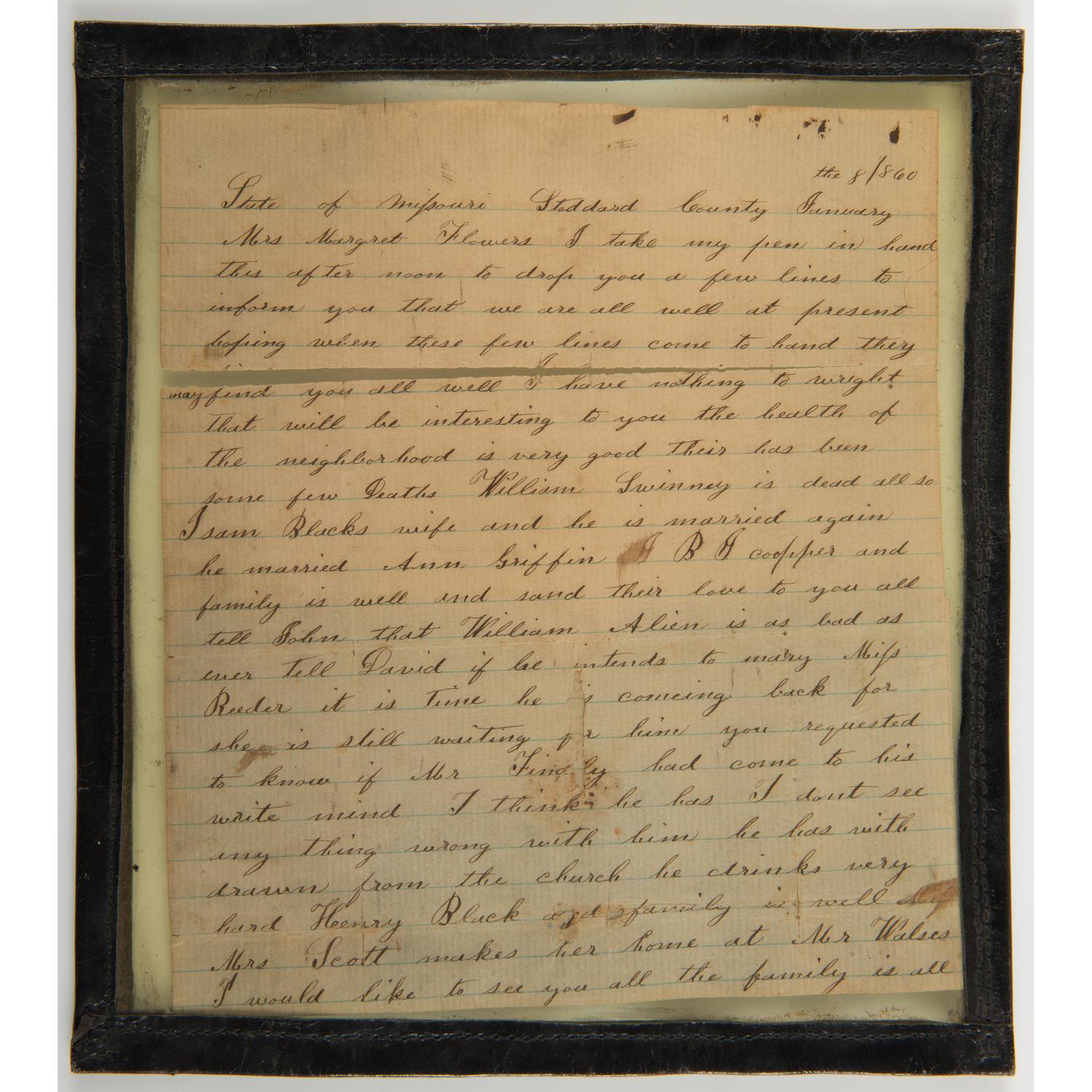 David Crockett's " Garden Spot of the World " Letter, Period Manuscript Copy Descended Directly in the Crockett Family