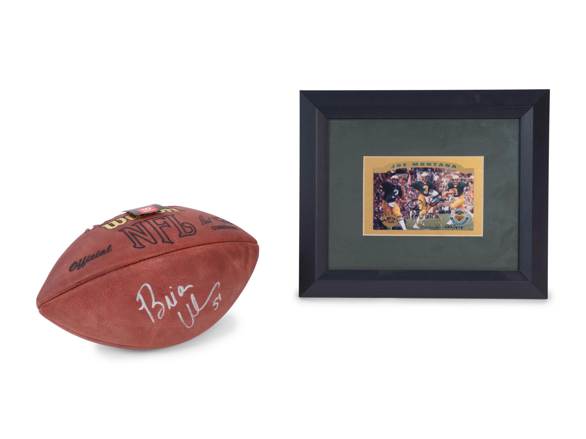 A Group of Football Hall of Fame Signed Autograph Items Including Joe Montana and Brian Urlacher,