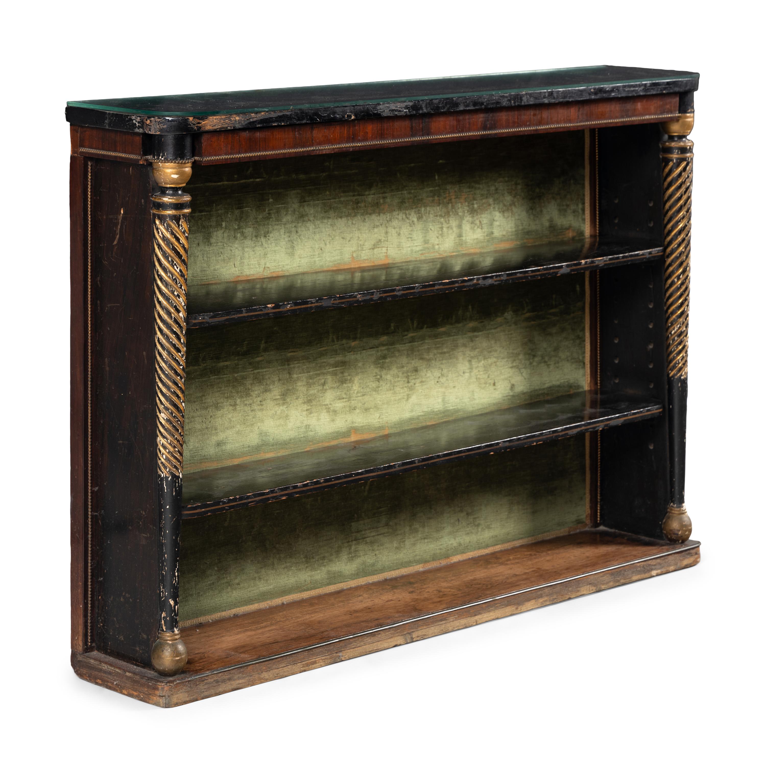 A Regency Parcel Gilt and Ebonized Mahogany Étagère