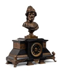 A French Gilt Bronze and Black Marble Mantel Clock