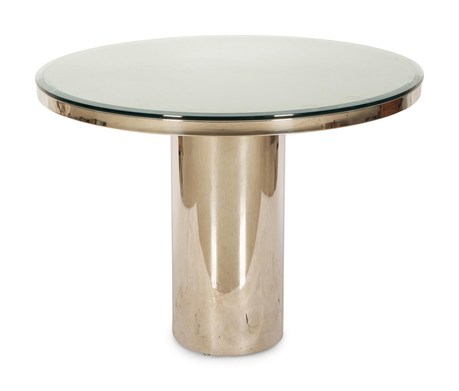 A Chrome and Glass Dining Table or Game Table