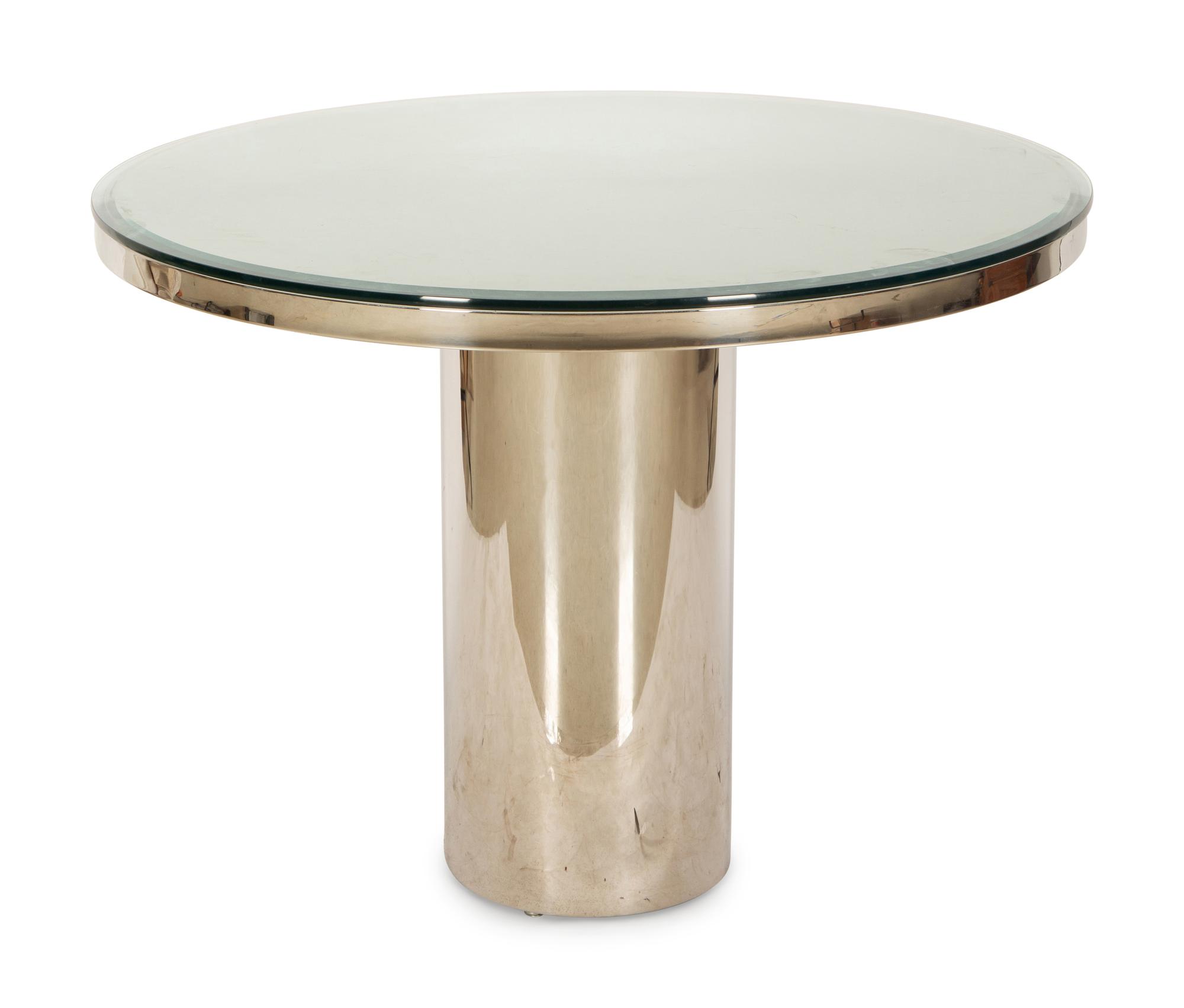 A Chrome and Glass Dining Table or Game Table