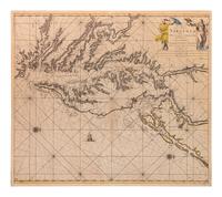 KEULEN, Johannes van (1654-1715). pas Kaart Van de Zee Kusten van Virginia Tusschen . Amsterdam, ca 1695.