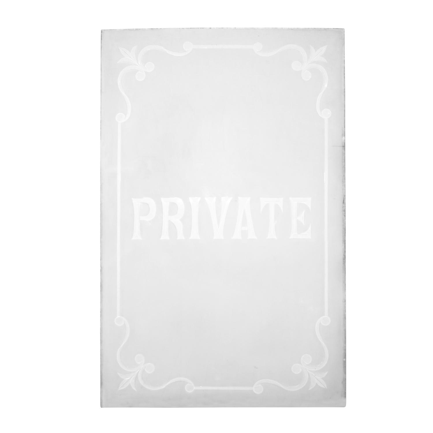 An Etched Glass Pub Window Panel 21.5" W x .25" D x 33.5" H — England, 19th Century