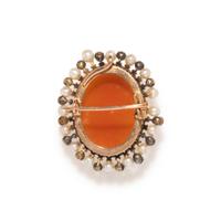 FRENCH, VICTORIAN, HARDSTONE CAMEO, DIAMOND AND PEARL PENDANT/BROOCH