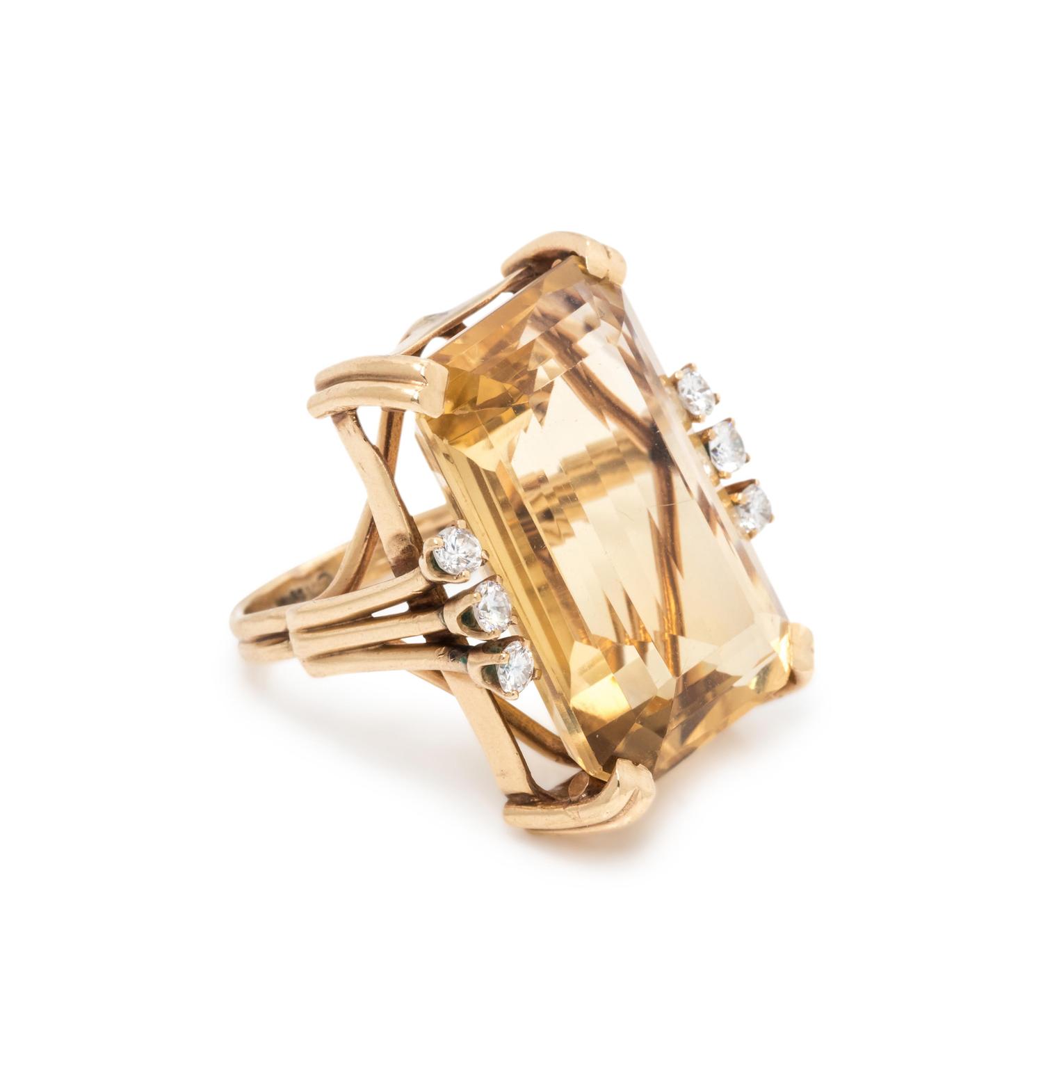 CITRINE AND DIAMOND RING