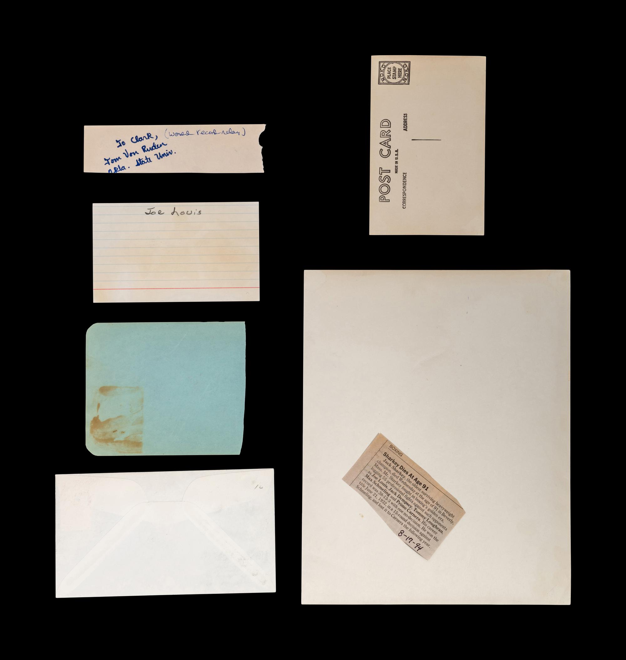 A Group of Heavyweight Champion James J. Braddock, Joe Louis, Max Schmeiling, Max Baer, Ezzard Charles and Jack Sharkey Signed Autographs,