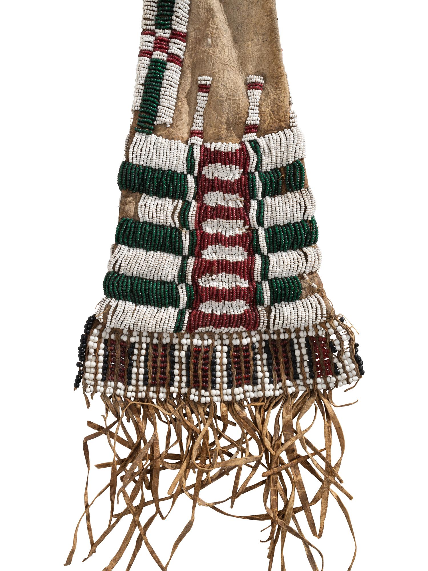 Early Cheyenne Buffalo Hide Tobacco Bag, with Pony Beaded Fringe