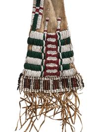 Early Cheyenne Buffalo Hide Tobacco Bag, with Pony Beaded Fringe